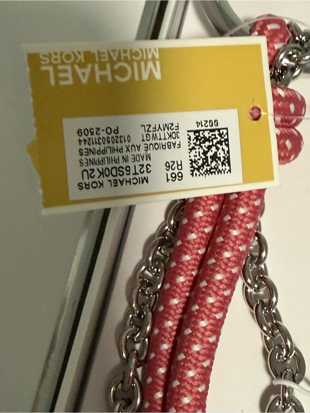 Michael Kors “Rosewood” Pink Braided Rope Bagcharm/Keyring with Silver Accents!
